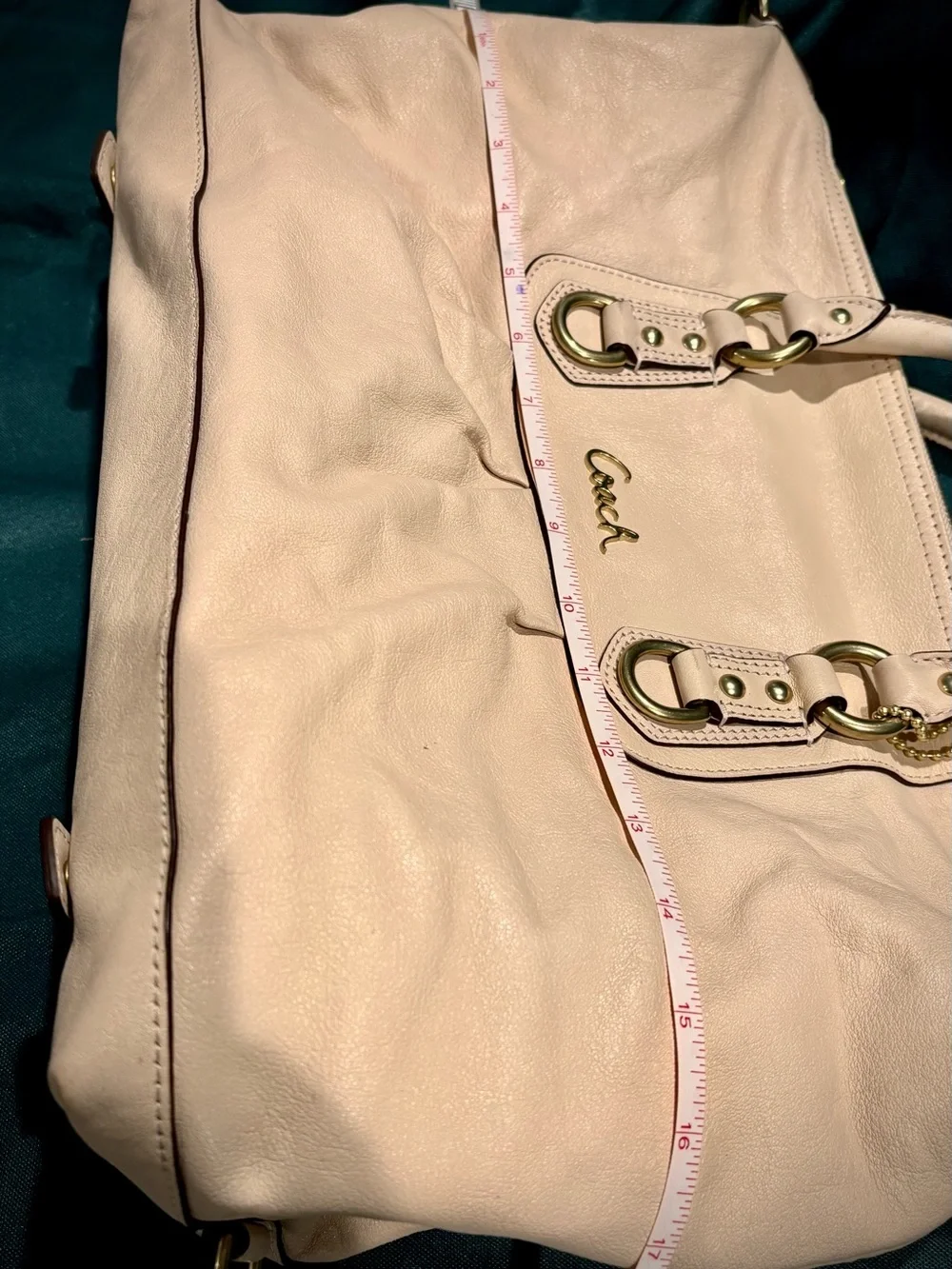 Coach Cream Leather Satchel with Gold Hardware